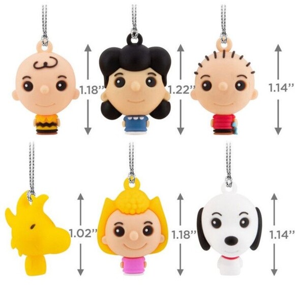 Hallmark Peanuts 6 Mini Christmas Tree Ornaments Free Shipping Charlie Snoopy .. - Picture 3 of 3